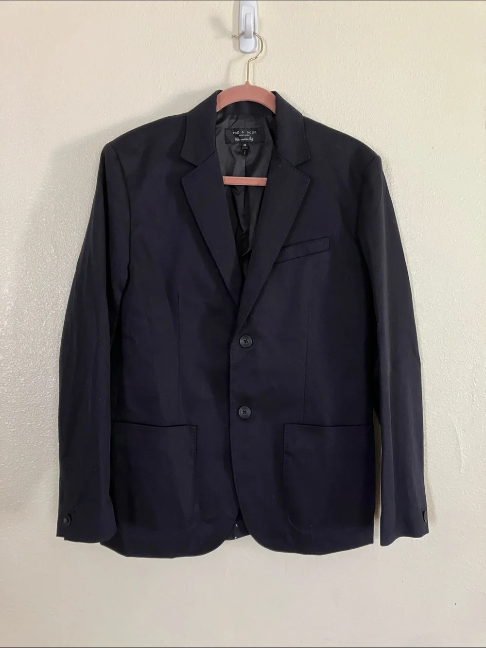 rag & bone X Tessuti di Sondro Navy Wool Blend Blazer, 38